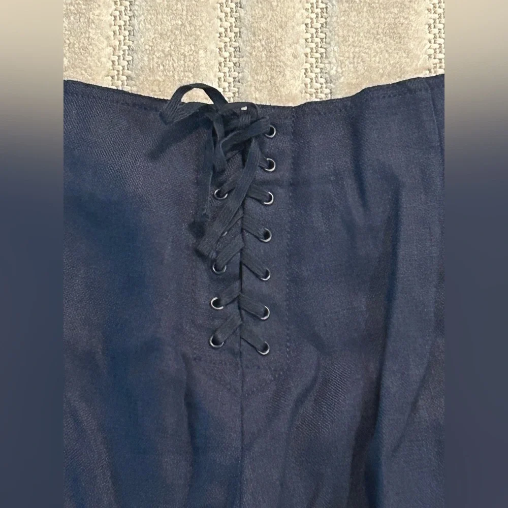 J. Crew 100% Linen Sailor Wide Leg Cropped Pants in Navy - Size 4